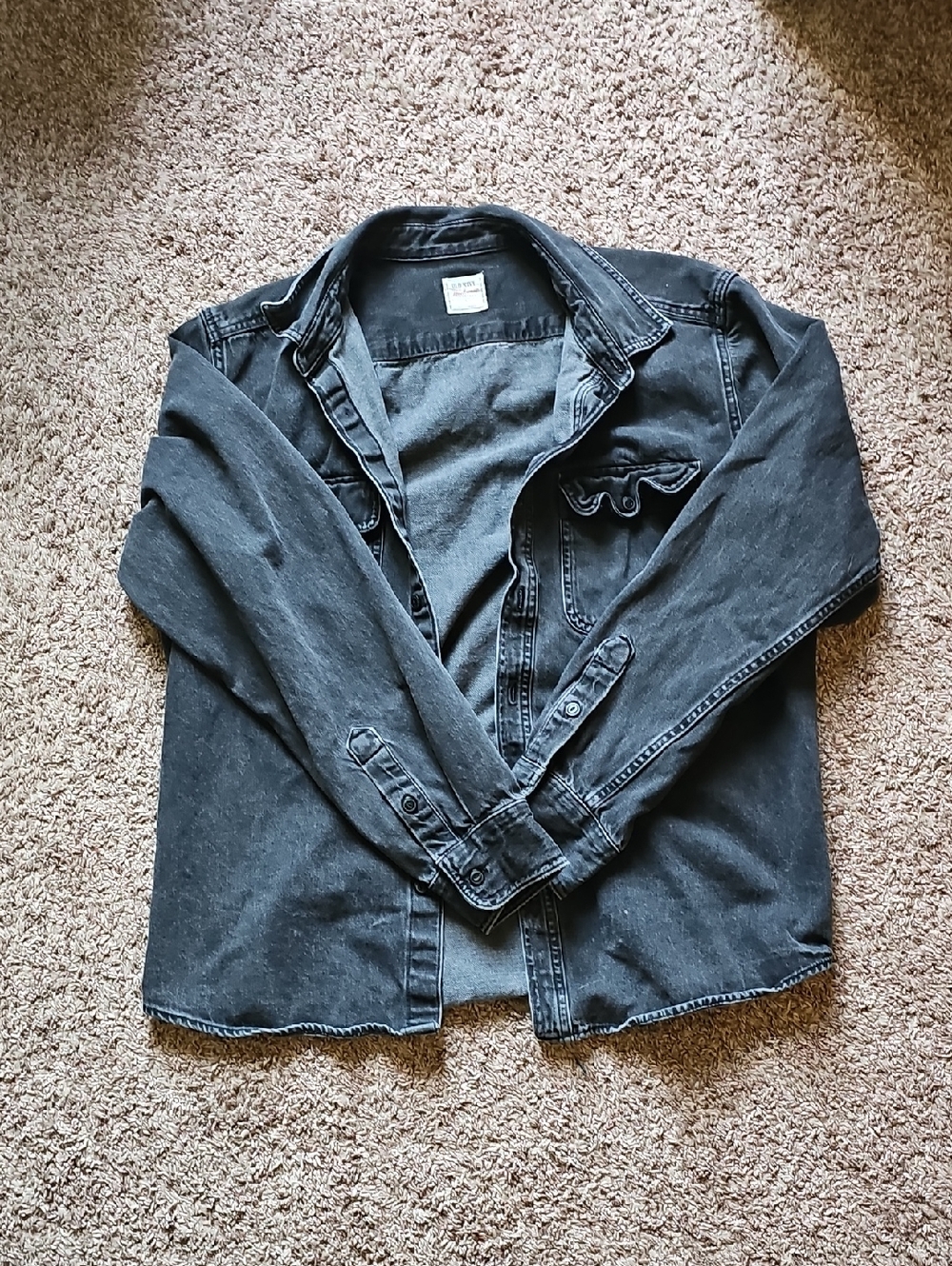 Old Navy Washed Black Casual Button-Down Shirt Jacket